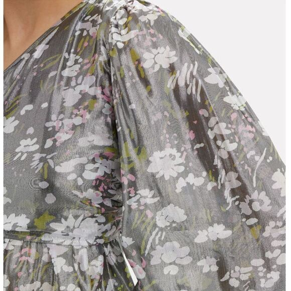 New GANNI One Shoulder Metallic Silk Top US 4/ Small - Picture 3 of 14